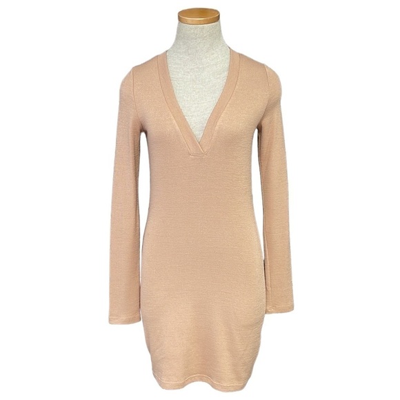 Aritzia Dresses & Skirts - ARITZIA WILFRED FREE Dress Bodycon V-neck Long Sleeves Stretchy Size XS